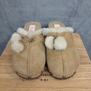 Mudd Clogs Slippers Shearling Lined Hannah Pom Pom 8/8.5